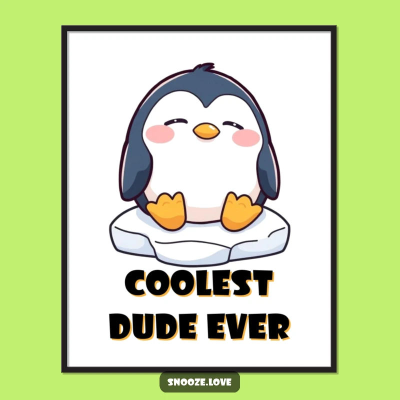 Funny Penguin Dozing Digital Art: Instant Arctic Serenity Funny Gift