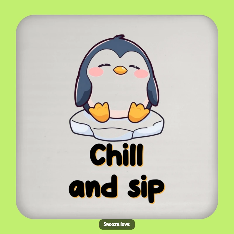 Funny Penguin Coaster: Protect Surfaces with Arctic Calm Funny Gift