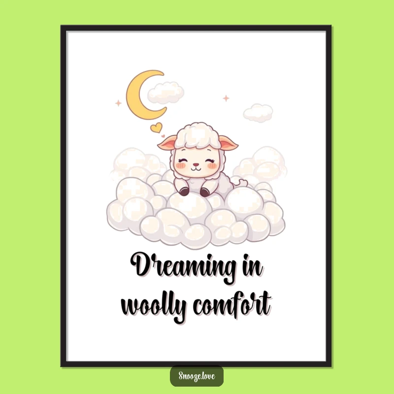 Funny Free Printable Wall Art: Sheep Dreaming in Clouds, Quirky Downloadable Decor