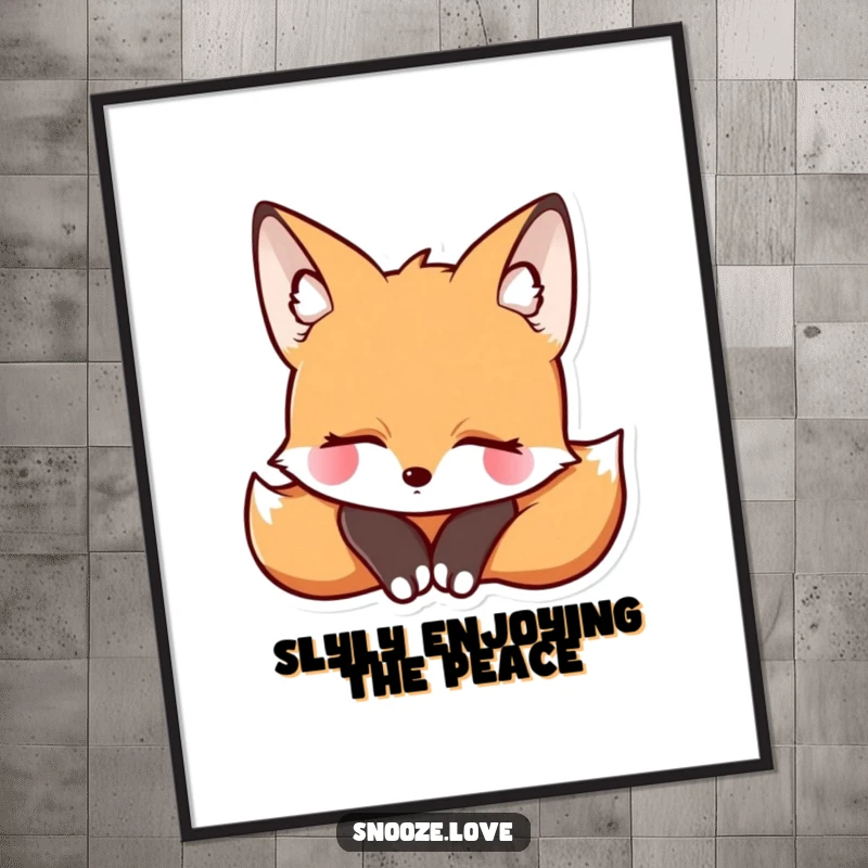 Funny Free Printable Wall Art: A serene fox character rests its head with eyes peacefully closed, looking calm.