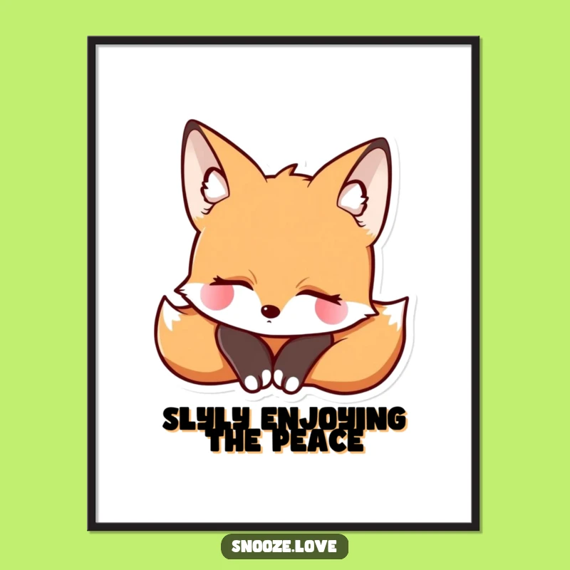 Funny Free Printable Wall Art: Serene Fox Resting, Quirky Downloadable Decor