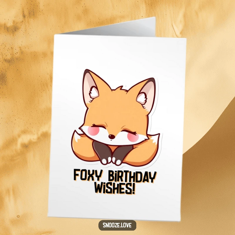 Funny Free Printable Birthday Card: A serene fox rests its head with eyes closed, exuding peaceful vibes.