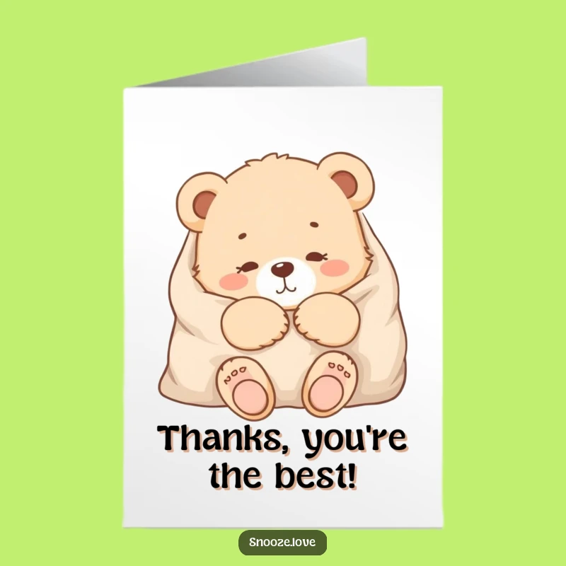 Free Printable Thank You Card: Snug Bear Cub, Funny Downloadable Thanks