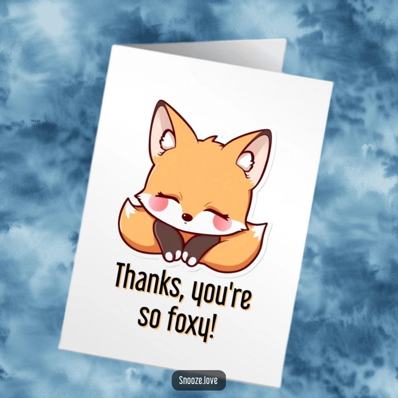 Funny Free Printable Thank You Card: A serene fox rests its head with eyes closed, offering quiet thanks.