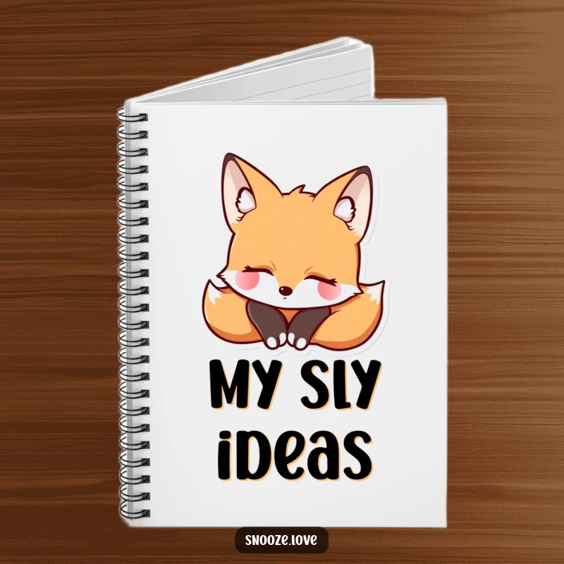 Funny fox notebook with a resting fox, perfect for jotting down thoughts with serene, humorous appeal.